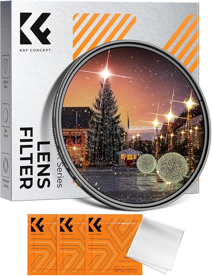 K&F CONCEPT 55mm Variable Star Filter Cross Screen Starburst Filter 4, 8 Points