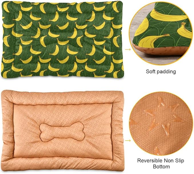 Banana Fruit Pet Bed Cute Dog Bed Mat Absorbing Non Slip Pad Pet Sleeping Mat for Small, Medium, and Large Dogs Puppy Cat 24 in x 18 in