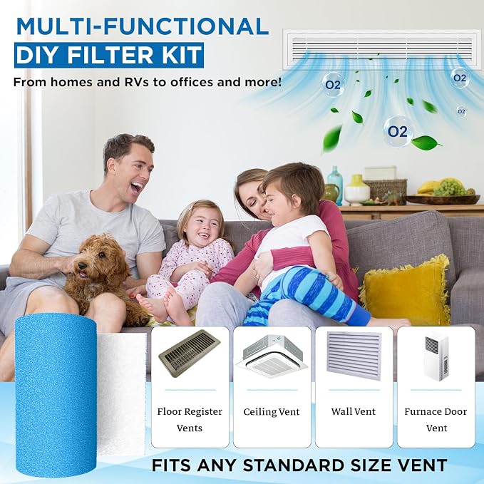 Air Vent Filters Roll, MERV 8 Triple Vent Filter Kit