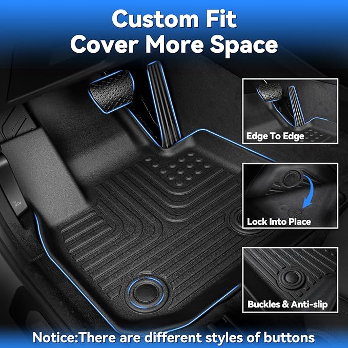 Hutisya-Floor Mats & Cargo Liner Set Fit for Kia NIRO & NIRO Hybrid (Not for NIRO EV & NIRO PHEV) 2023-2025 All Weather Protection Anti-Slip & Durable TPE Full Set Liners Automotive Accessories-Black