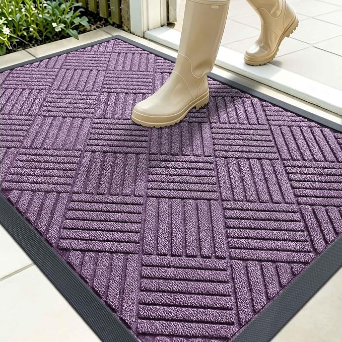 OLANLY Front Door Mat Outside Entrance 35x23, Heavy Duty Sturdy Natural Rubber