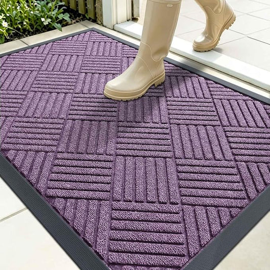 OLANLY Front Door Mat Outside Entrance 35x23, Heavy Duty Sturdy Natural Rubber