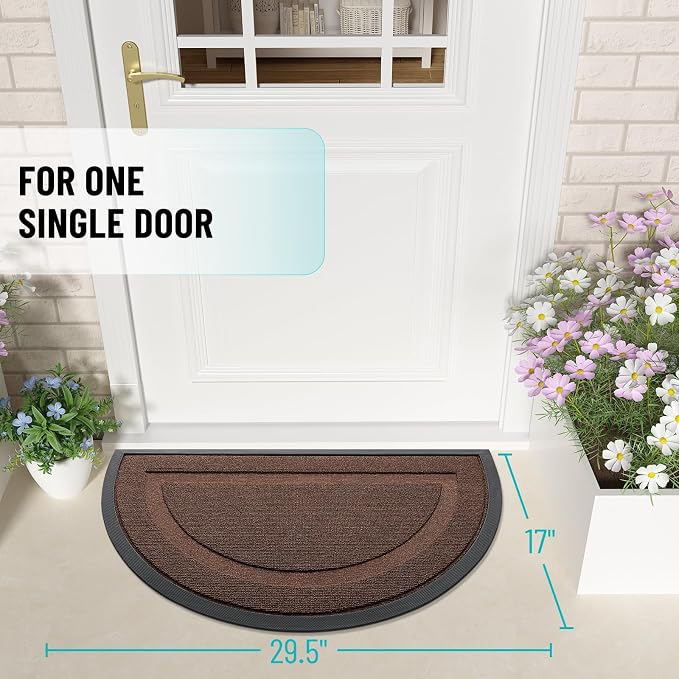 OLANLY Half Circle Door Mat Indoor Outdoor Entrance Welcome, Waterproof