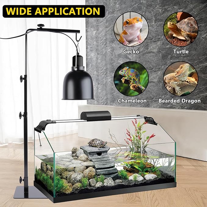 Reptile Lamp Stand , Adjustable 14-37 Inch Heat Lamp Stand , Reptile Light Stand Holder Lamp Hanging Bracket Metal Support for Glass Terrarium