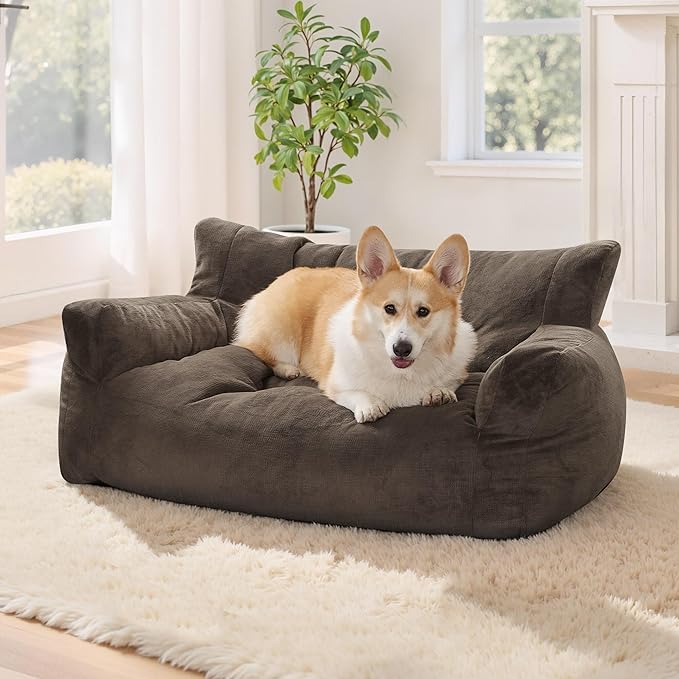 Lovupet Dog Couch for Small Medium Breed, Dog Sofa Bed Full Filled Sponge, No Assembly Need, PS581 (Mocha)