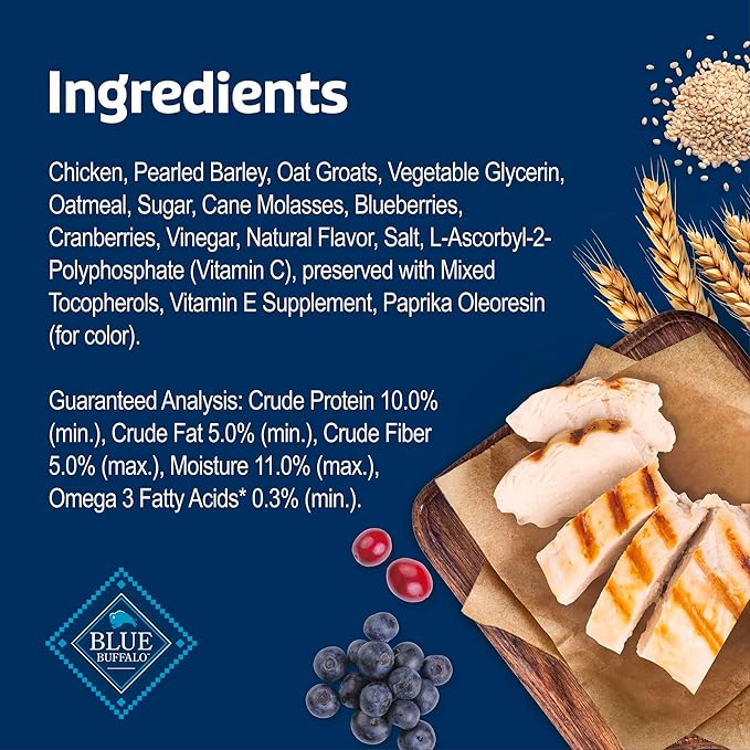 Blue Buffalo Soft & Chewy Health Bars, Baked with Real Chicken & Mixed Berries, Natural Dog Treats Enhanced with Vitamins and Minerals, 9 oz. Bag