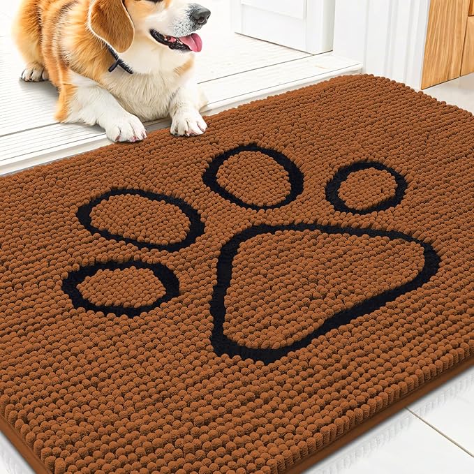 Smiry Dog Door Mat for Muddy Paws, Absorbent Dirt Trapper Non Slip Quick Dry