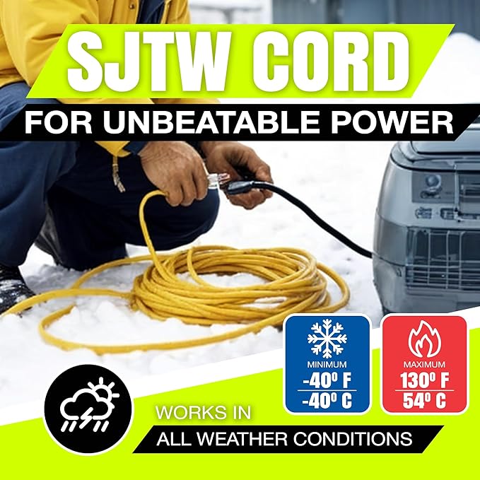 25ft Outdoor/Indoor Extension Cord 12/3 Gauge Extra Heavy Duty 3 Prong SJTW, Waterproof, Flexible Cold-Resistant Long Power Cord,15A 125V 1875W, Orange by LifeSupplyUSA