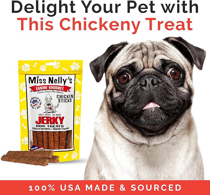 Miss Nelly's - Chicken Jerky Dog Treats - Soft Sticks - USA Made and Sourced - Original Smoke House Recipe - Small Batch Chicken Jerky for Dogs - Minimally Processed - 16 oz. Bag