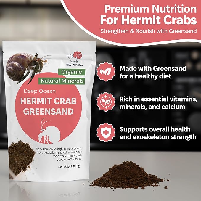 Snout and Shell Hermit Crab Food Bundle – Fruity Breakfast Blend, Crabby Bug Blend & Greensand – Organic, High Protein, Natural Minerals – Complete Nutrition for Healthy Shell Growth & Vitality