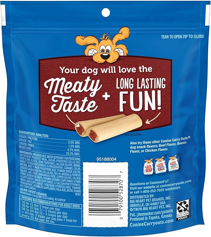 Canine Carry Outs Dog Treats, Beef Flavor Small Chew Bones, 2.8 Ounce (Pack of 12), Long Lasting Chews, Delicious Meaty Center