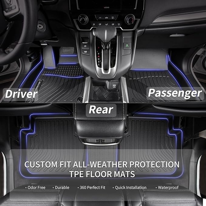 KELCSEECS® Floor Mats & Cargo Liner Custom for 2014-2018 Mazda 3(Only Fits Hatchback),All Weather Protection TPE Floor Liners Front & Rear Row Full Set Accessories Black