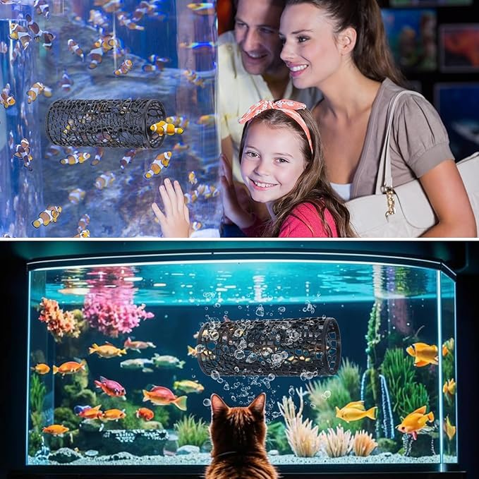 Betta Fish Toys, Black Betta Fish Tunnel Hammock, Safe Aquarium Decor for Smallfish Shrimp, Bettas Tank Accessories with Suction Cups Perfect for Hideout and Play Area