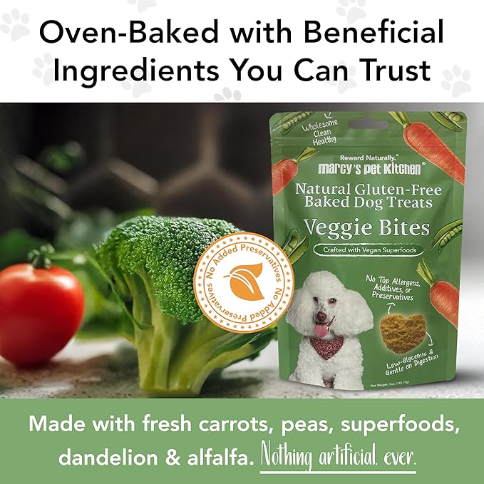 Marcy's Pet Kitchen-Diabetic Dog Treats-Vet Recommend-No Preservatives - Crunchy, Superfoods, All Natural-Vegan Homemade,-Gluten Free-for Sensitive Stomachs-Made in The USA Only (2 Pack - Veggie)