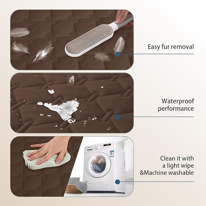 gogobunny 3X Stronger Waterproof Pet Blanket, Scratch Proof Furniture Protector for Dogs Cats, Reversible Cover 82x82 Inch, Dark Chocolate