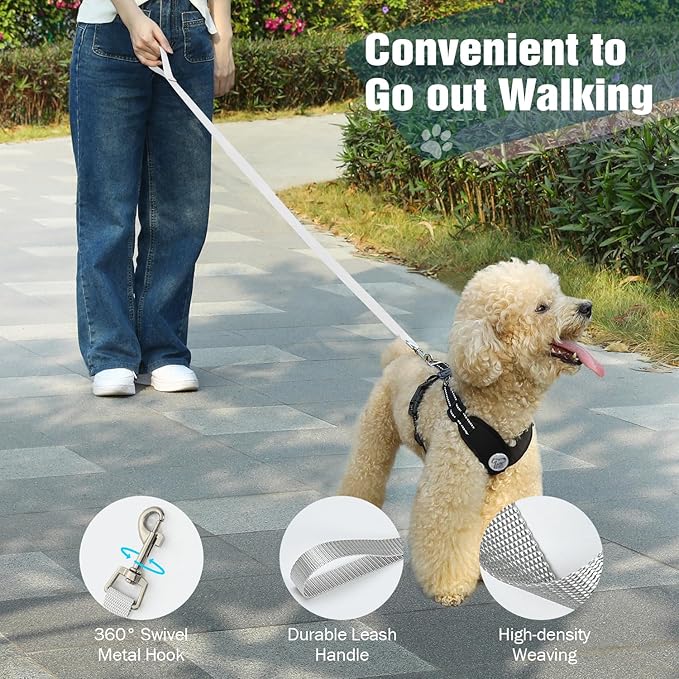 Pawaboo Small Dog Harness and Leash Set, Puppy Harness X-Frame No Pull No Choke, Dog Vest Harnesses Adjustable for Small Medium Sized Dogs, Soft Breathable Pet Harnesses for Walking Outing (S, Black)