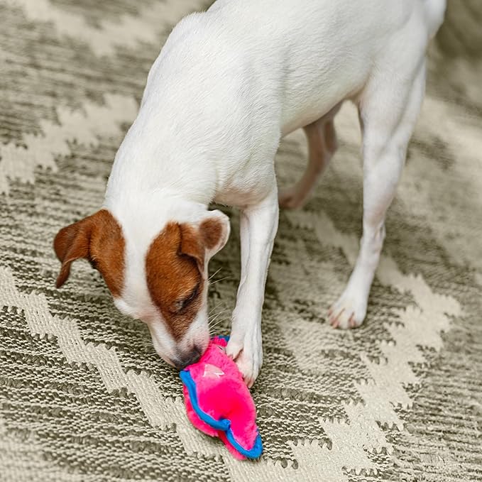 Outward Hound Durablez Minis – Squeaky Plush Dog Toy, No Stuffing for Less Mess, Interactive & Tough, Jumbo Squeaker, Puppies & Small Dogs, Pig, 6.8"
