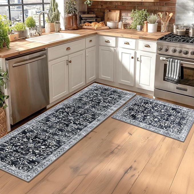 Yamaziot Washable Runner Rug 2x8 – Non Slip Boho Floral Hallway Runner Rug