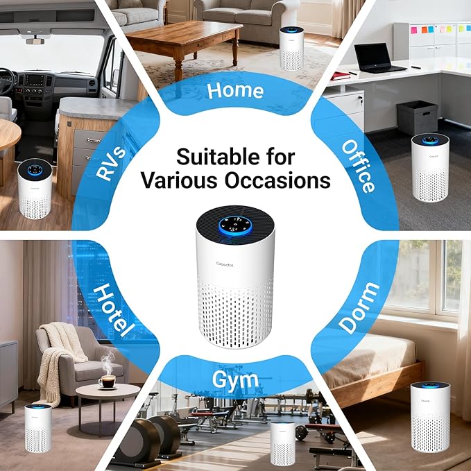 Air Purifiers for Bedroom Home, Cobectal Air Cleaner with H14 True HEPA 3-in-1 Filter for Room up to 1050 ft², Aroma Function, Sleep Mode, Portable Air Purifiers for Office, Dorm, RVs, White
