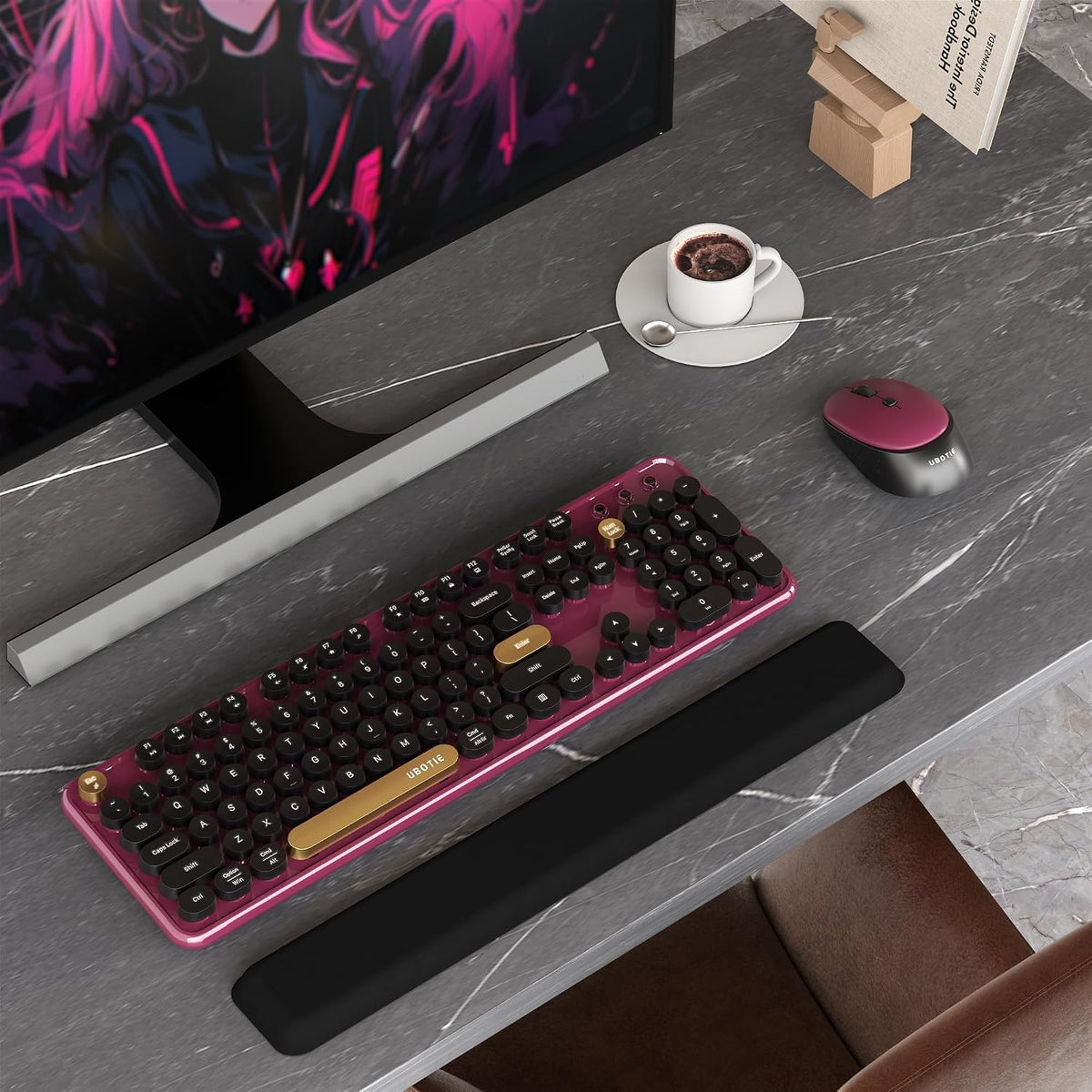 Colorful Wireless Computer Keyboards Mouse Combos (Black Claret)