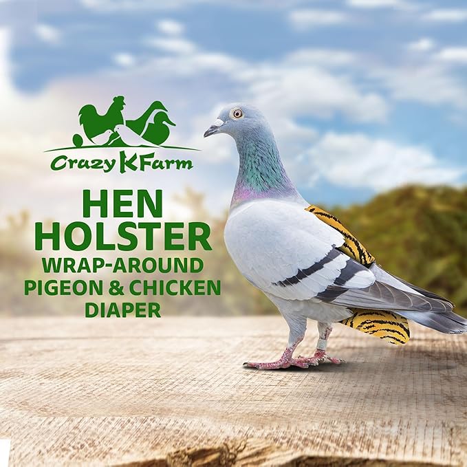Bird Diaper, Wrap Around, for Larger Pigeons, Small Breed Hens and Roosters, Leak-Proof Design, Comfortable Fleece Strap Bird Harness with Sewn-in Liner & Secure Hook and Loop Closure - XS, Tiger