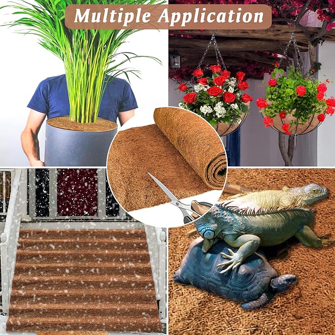 ZeeDix 3 Rolls Reptile Carpet, 16 x 36 inches Natural Coconut Fiber Liner Mat Flooring Accessories for Reptile Tank - Bearded Dragon Tortoise Lizard Turtle Snake Leopard Gecko Substrate Bedding