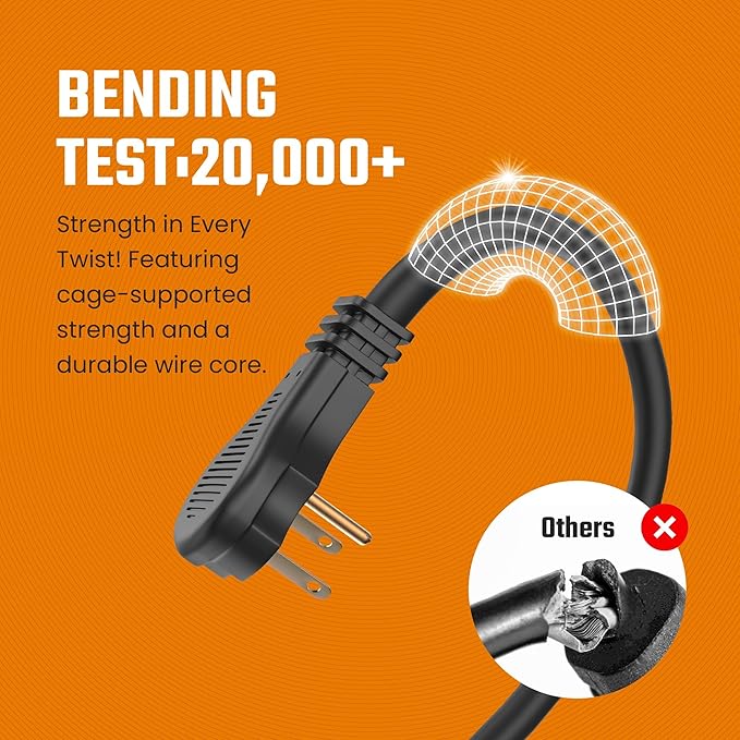 Extension Cord 30 ft for Indoor & Outdoor Use by Bindmaster- UL-Listed 3-Prong Power Cord- Space-Saving Flat Angled Extension Cord- Grounded Outlet Extension Wire- Black.