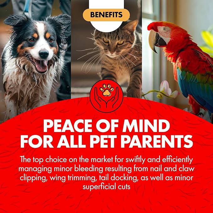 Miracle Care Kwik Stop Styptic Powder for Dogs, Cats and Birds, 0.5 Ounce, Fast Acting Blood Stop Powder with Pain Relieving Benzocaine