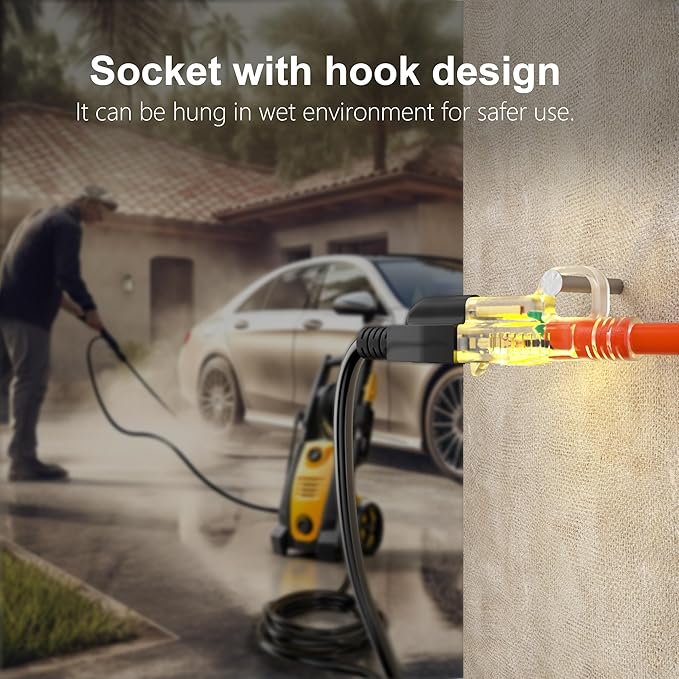 HUANCHAIN 50 ft 16/3 Gauge Outdoor Extension Cord Waterproof with Lighted, Flexible Cold Weather 3 Prong Power Cord Outside, 13A 1625W 125V 16AWG SJTW, Orange, ETL Listed