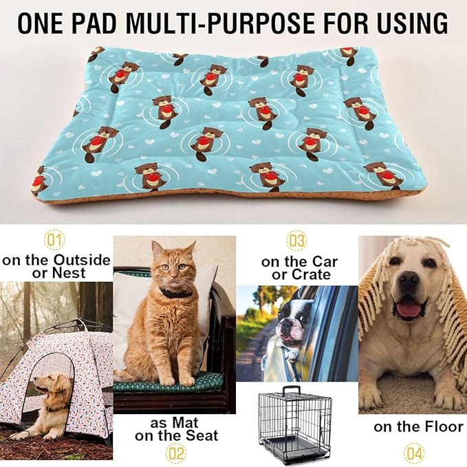 Cute Beaver Pet Bed Cute Dog Bed Mat Absorbing Non Slip Pad Pet Sleeping Mat for Small, Medium, and Large Dogs Puppy Cat 24 in x 18 in