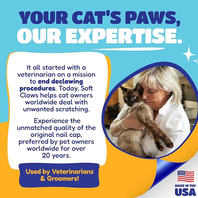 Soft Claws Nail Caps for Cats Made in USA - 40 Cat Claw Caps for 4-6 Weeks of Protection - Long-Lasting Cat Scratch Deterrent for Furniture - Holiday (Silver & Gold Sparkle), Large