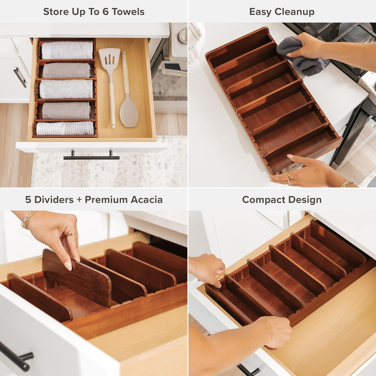 KitchenEdge Kitchen Towel & Storage Organizer, Acacia