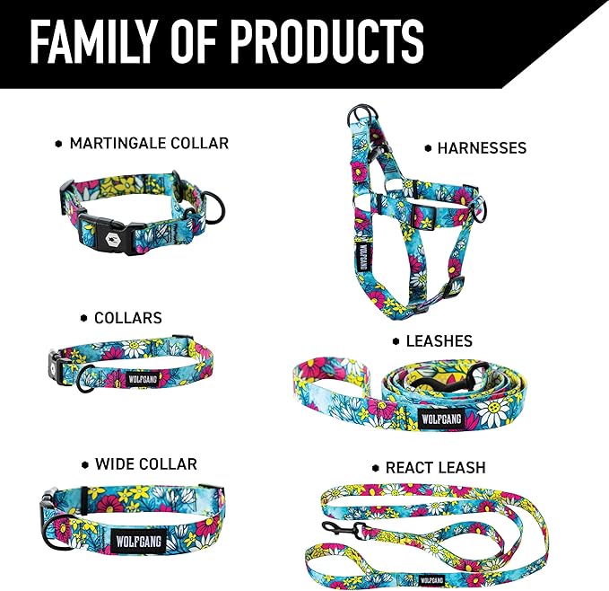 Wolfgang Heavy Duty Adjustable Dog Harness, Pull-Tested for Walking & Training, LazyDaisy Print, Small