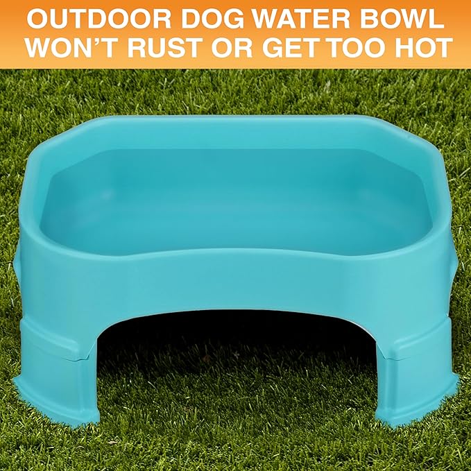 Neater Pet Brands Extra Large Water Bowl for Dogs, Elevated Outdoor Dog Water Bowl (1.25 Gallon XL Capacity), Big Trough Style Food Dish for Indoors or Outside, No Spill Large Dog Bowls, Aquamarine