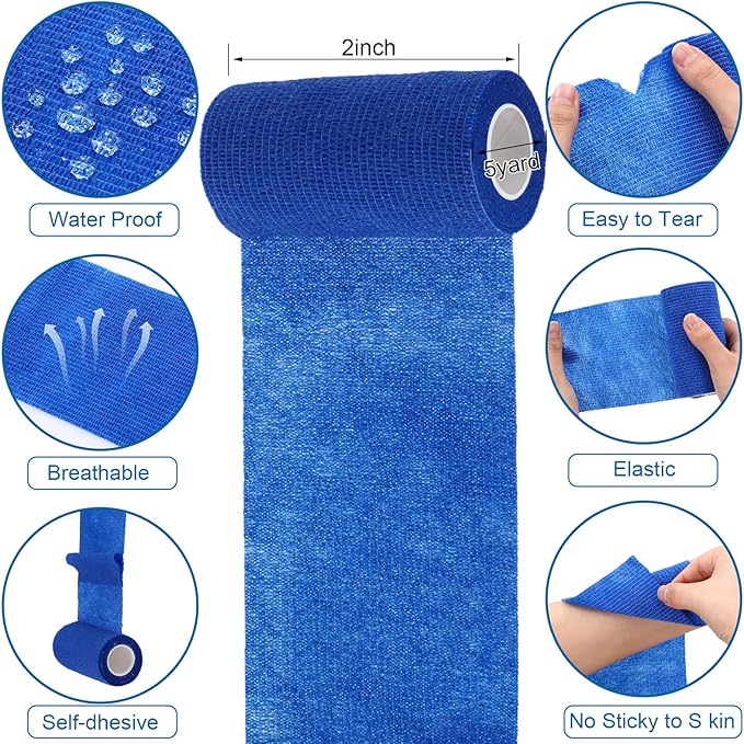 Treela 36 Pcs Self Adherent Bandage 4" X 5 Yard Wrap Breathable Cohesive Bandage Elastic Adhesive Tape for Stretch Athletic Sports Wrist Ankle(Classic Color)