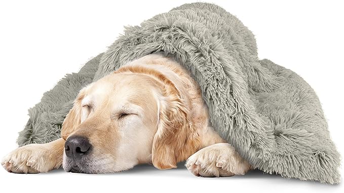 The Dog’s Blanket – Faux Fur Dog Blanket, Silver Grey, XL, 38x54