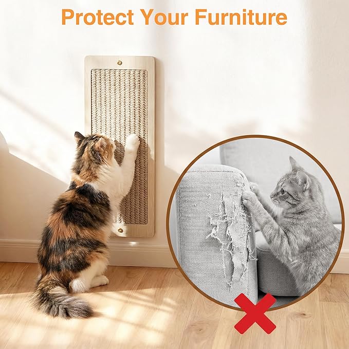 Cat Wall Shelves, Wooden Multi-Level Cat Climbing Furniture, House, Steps, Sisal Scratcher, Perches Bed & Ball, Space-Saving Wall Mounted Cats Shelves for Play & Rest