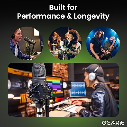 GEARit XLR Male to Female Microphone Cable (6 Feet, 2-Pack) 3-Pin Balanced Shielded Mixer, Recording Studio, Podcast - Black