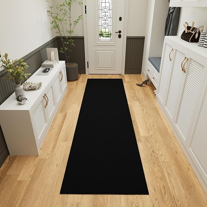 Ottomanson Hallway Runner Rug 2'7" x 12' Non Slip Solid Area Rugs Easy to Clean