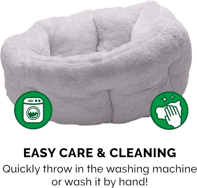Furhaven 23" Round Self-Warming Pet Bed for Indoor Cats & Medium/Small Dogs, 100% Washable, For Pets Up to 45 lbs - Hi Lo Plush Luxe Faux Fur Cuddler - Gray, Medium