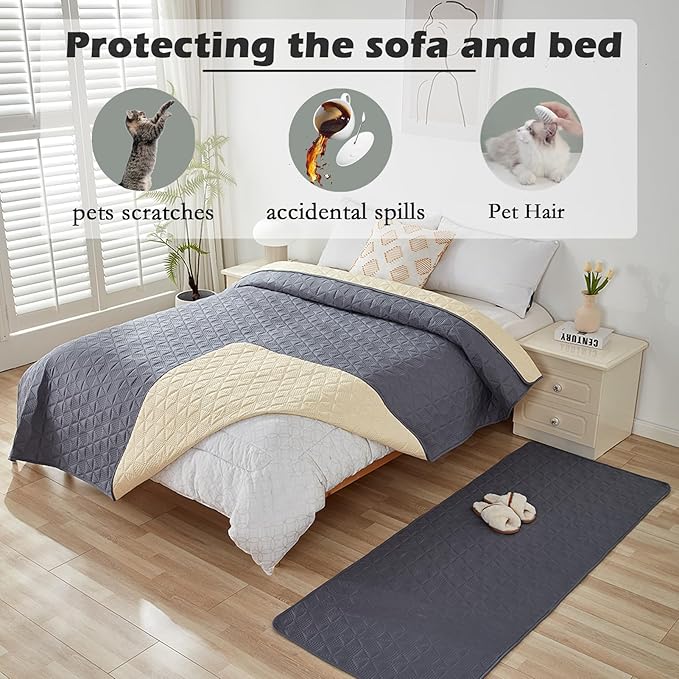 Waterproof Dog Bed Cover Pet Blanket, Soft Pet Couch Covers for Sofa Washable, Bed Couch Sofa Furniture Protector for Puppy Cat Kids (Grey,100 * 127 CM)