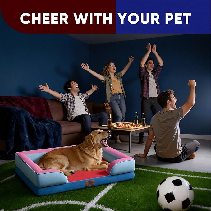 Comfort Expression Orthopedic Dog Bed for Extra Large Dogs 45x35 Inch, Waterproof Egg Crate Foam XL Pet Bed with Removable Bolsters, Dog Couch with Washable Cover & Non-Slip Bottom, Atlanta