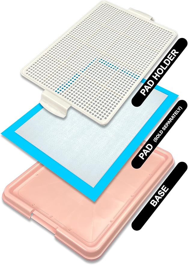 Dog Pee Pad Holder, Puppy Potty Training Tray 22.5”X16.5” for Small Dogs (Pink)