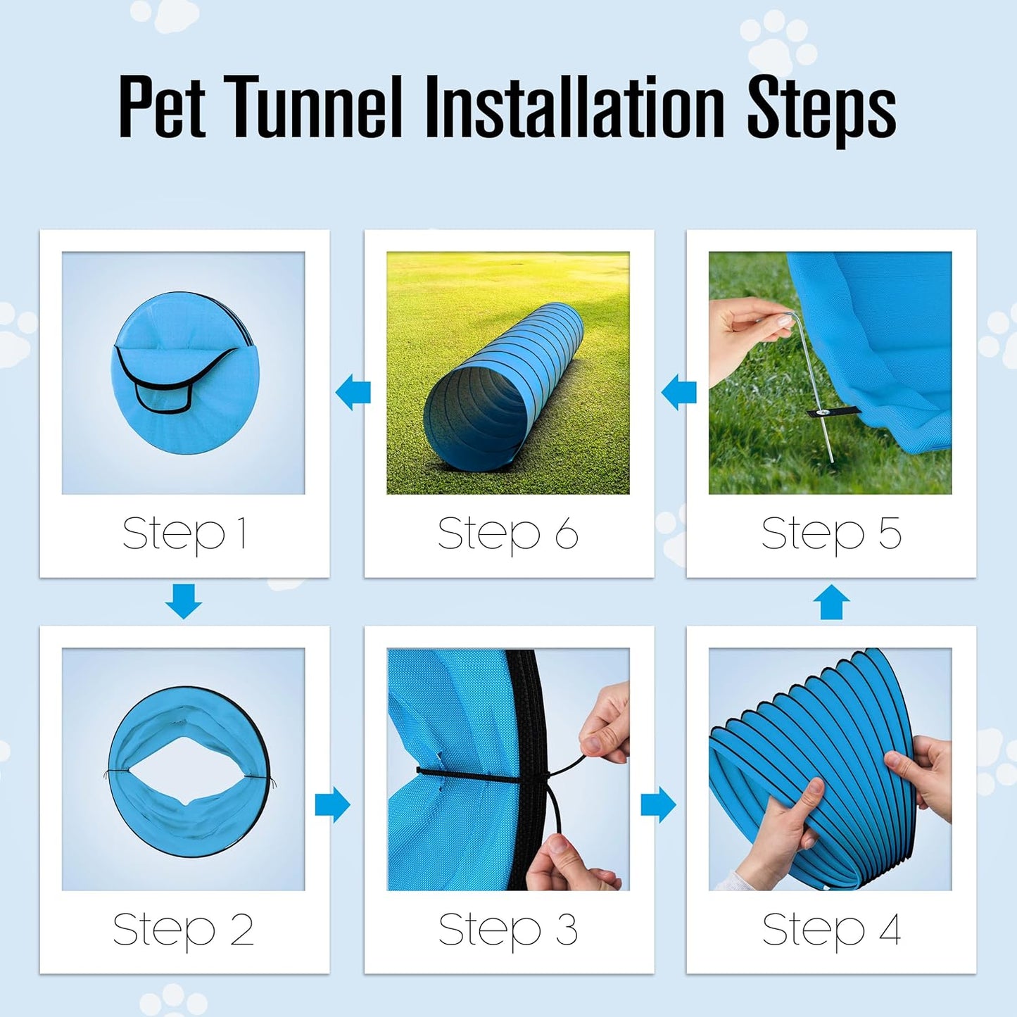 Houseables Dog Tunnel, Dog Agility Tunnel, Agility Equipment, Puppy Obstacle Course, Pet Playground, Crawling, Small, Medium, Large, Indoor/Outdoor, Play, Pop Up Set, Exercise Tube, Toy, Blue, 18 Feet