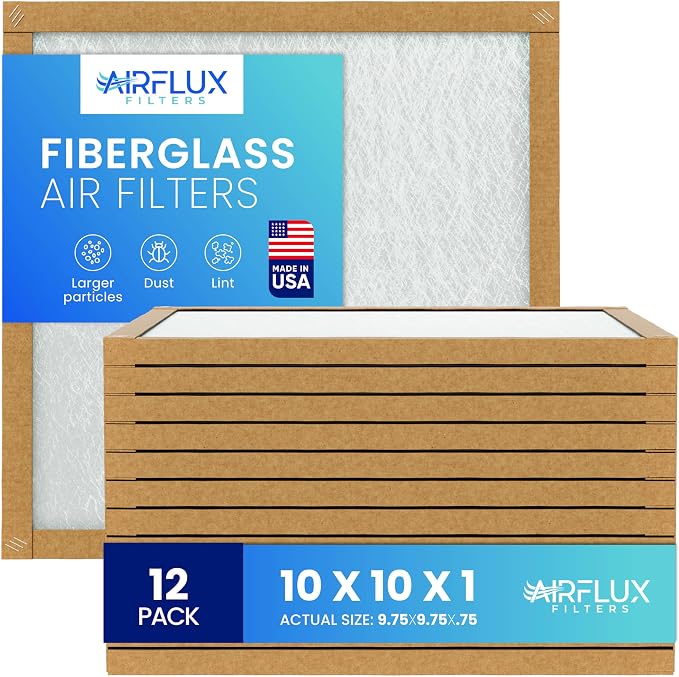 Fiberglass Air Filter -10x10x1Air Filter 12 Pack