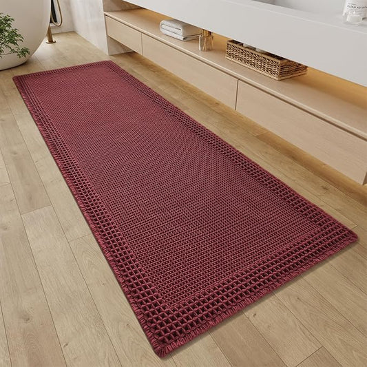 RESARE Waffle Bathroom Runner Rugs, Super Absorbent Bath Mat Non Slip Washable