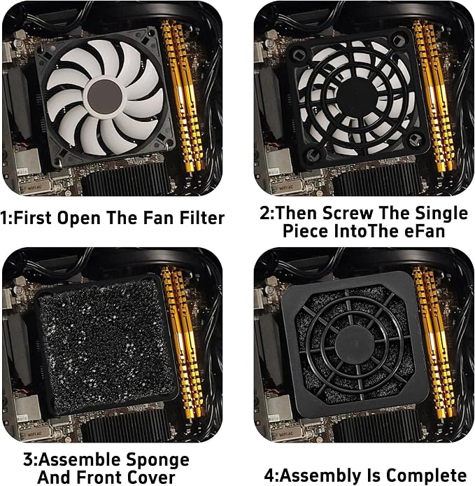 8Pcs 40mm Cooling Fan Filter, Plastic Dustproof Mesh Cover