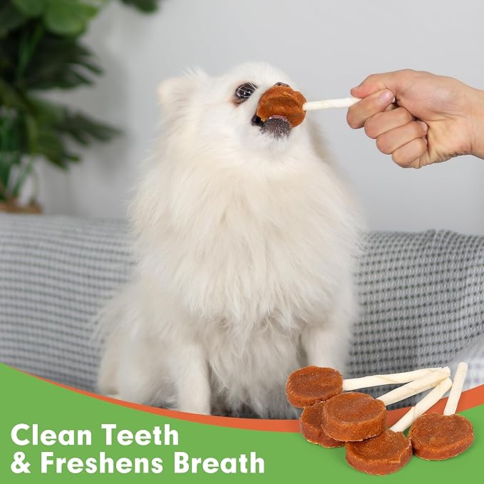 MON2SUN Lollipop Dog Treats, 4.5 Inch Chicken and Egg with Rawhide Twist Sticks, Healthy and Teeth Cleaning Snacks for Small Dogs, 10.58oz (15 Count-Pack of 2)