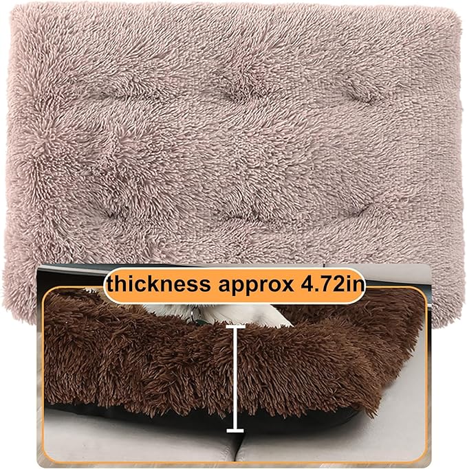 Dog Crate Mat, Dog Bed for Large Dogs, Comfy Fluffy Kennel Pad Anti-Slip for Dog beds & Furniture, Quilted Dog Bed for Pets for Medium/Small Dogs Cats (Color : Brown, Size : 36x25)
