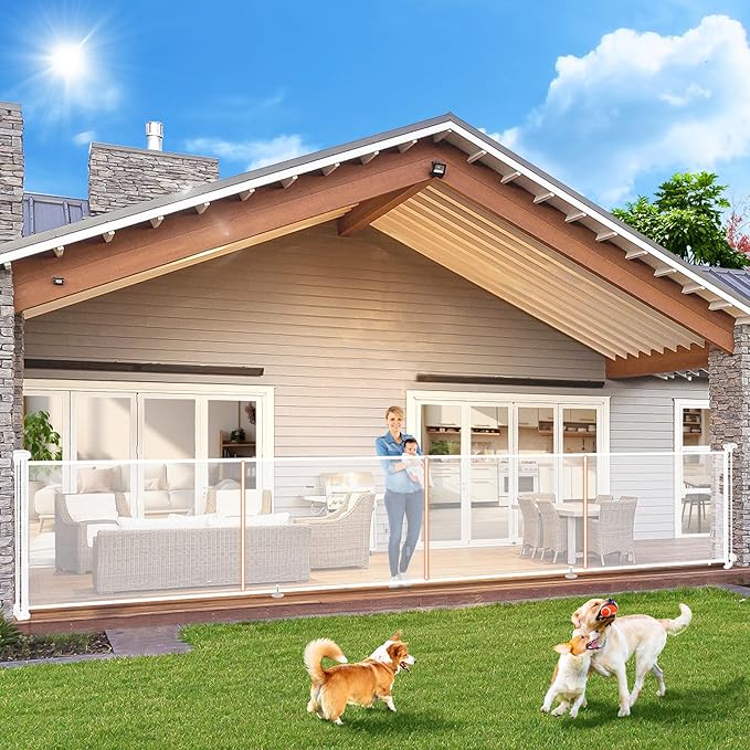 180" Extra Wide Retractable Baby Gates for Large Openings, 42" Extra Tall with Support Rods, Prevent Crawling, Mesh Dog/Pet Gate for Stairs/Doorways, Indoor/Outdoor Use